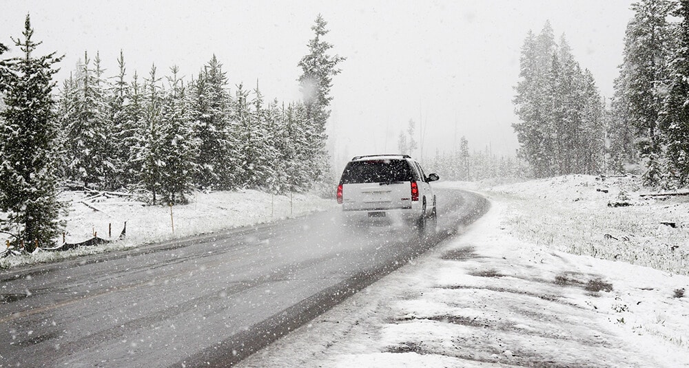 car driving in snow