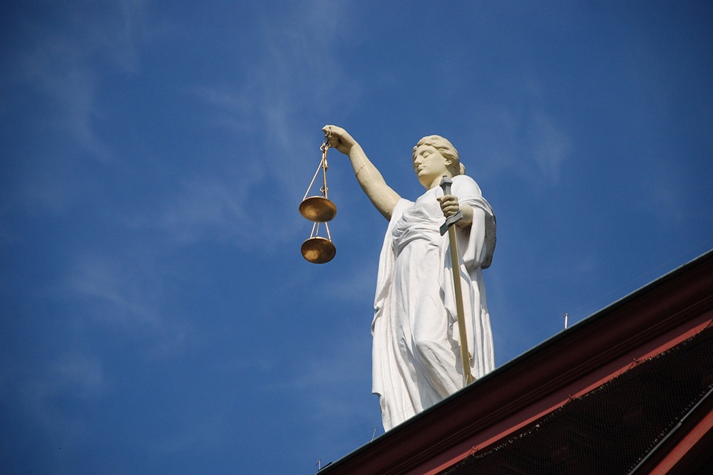 statute of person holding scales